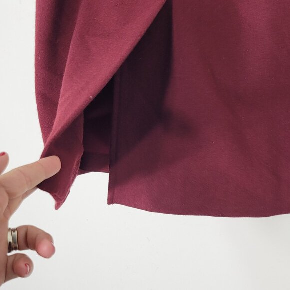 Vintage Burgundy Wool Blend Slit Straight Classic Pencil Skirt Zipper Size 13 - Picture 3 of 9
